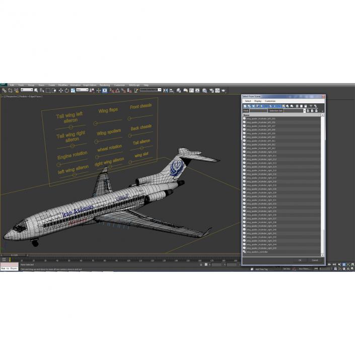 3D model Boeing 727-100 Private Iran Aseman Airlines Rigged