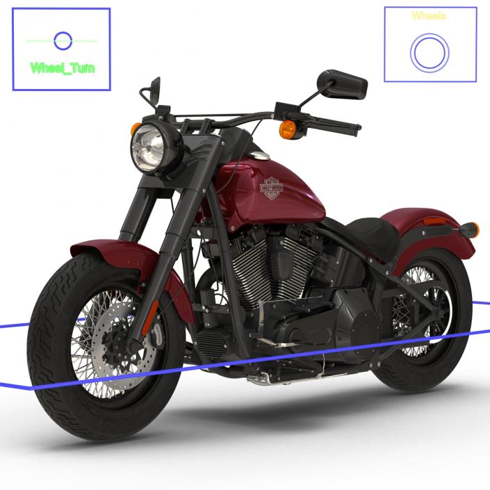 Harley Davidson Softail Slim 2016 Rigged Red 3D model