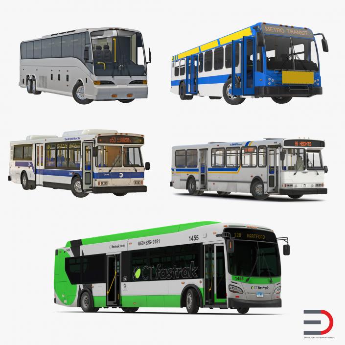 3D model Rigged Buses Collection 5