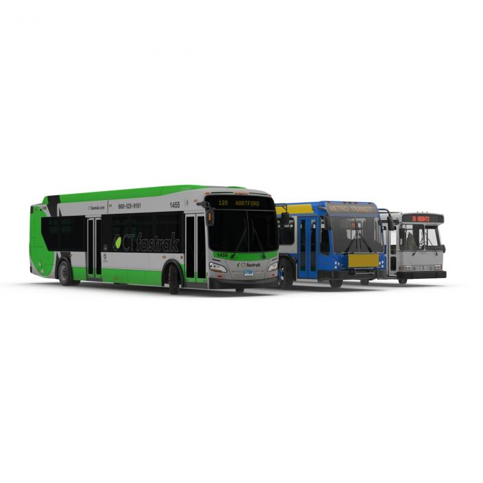 3D model Rigged Buses Collection 5