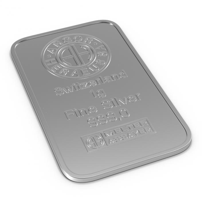 3D Silver Bar 1g model