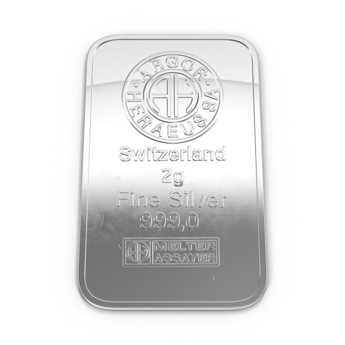 3D Silver Bar 2g model