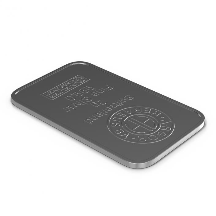 3D Silver Bar 2g model