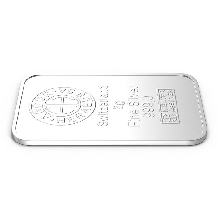 3D Silver Bar 2g model