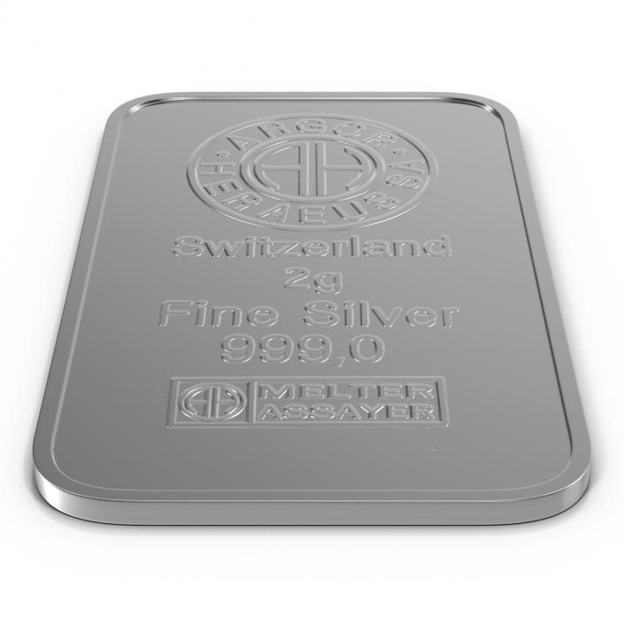 3D Silver Bar 2g model