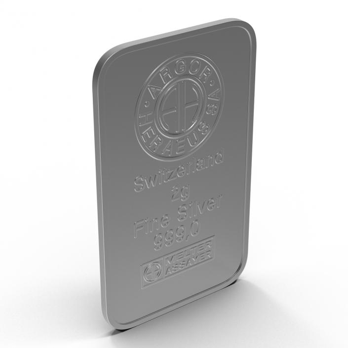 3D Silver Bar 2g model