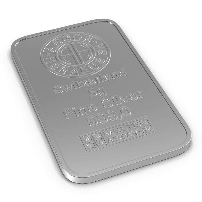 3D Silver Bar 5g model