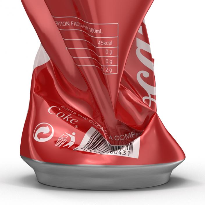 3D Crushed Soda Can 2 Coca Cola model