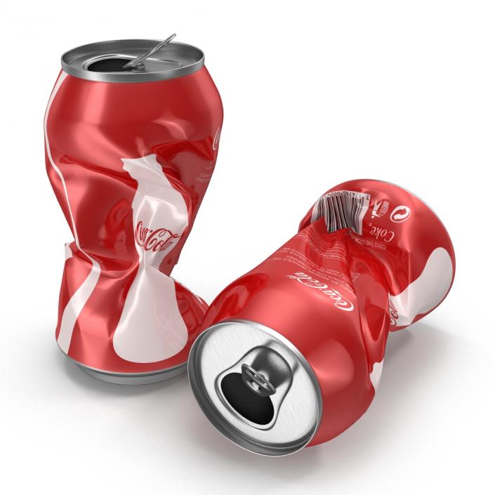 3D Crushed Soda Can 2 Coca Cola model