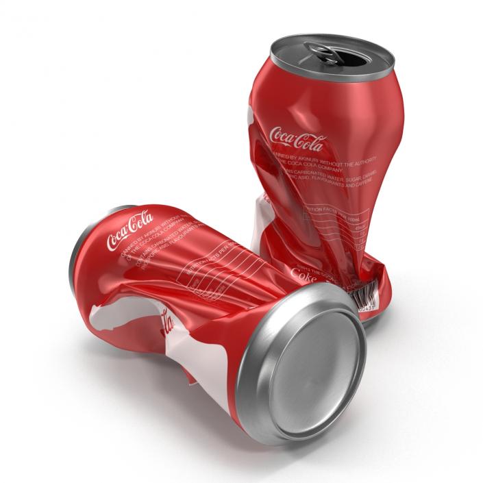 3D Crushed Soda Can 2 Coca Cola model