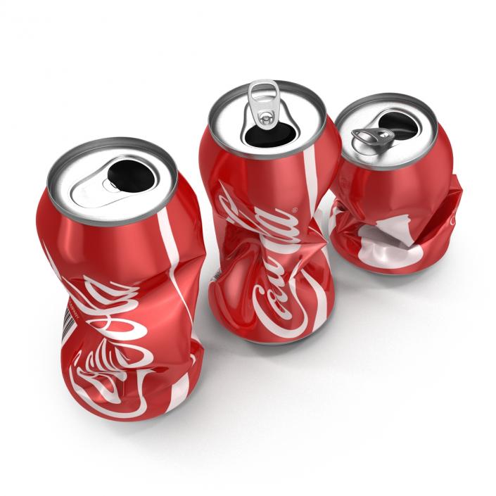 3D Crushed Soda Cans Set Coca Cola