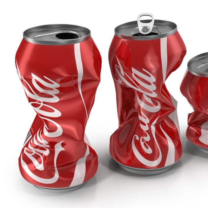 3D Crushed Soda Cans Set Coca Cola