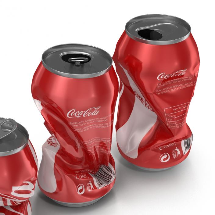 3D Crushed Soda Cans Set Coca Cola