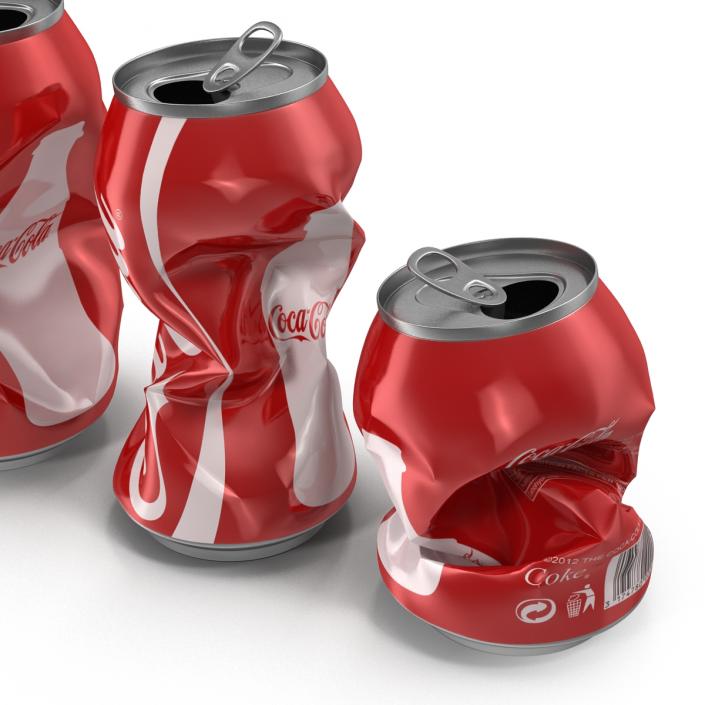 3D Crushed Soda Cans Set Coca Cola