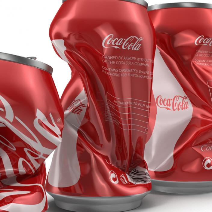 3D Crushed Soda Cans Set Coca Cola