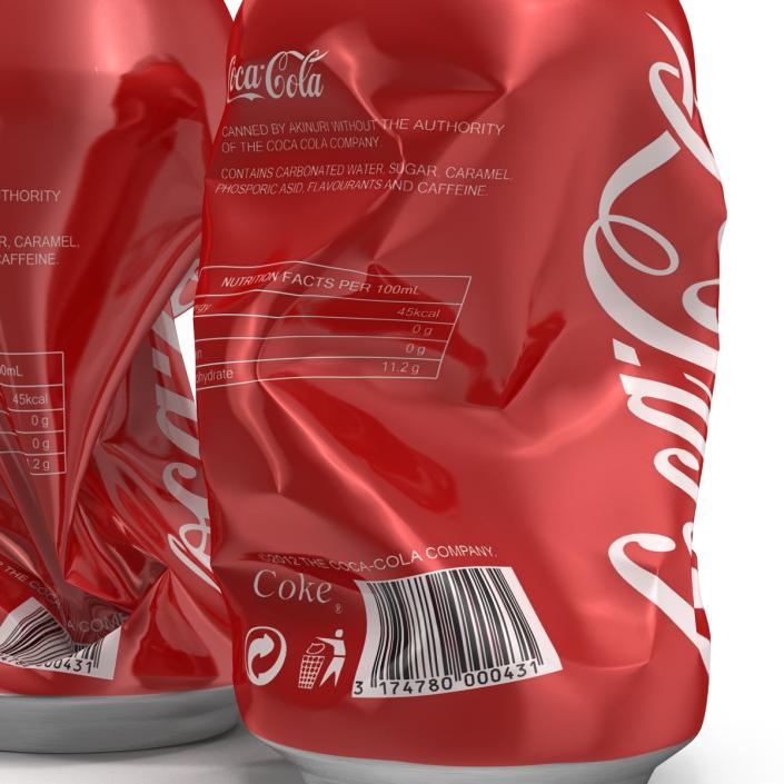 3D Crushed Soda Cans Set Coca Cola