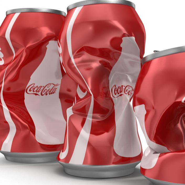 3D Crushed Soda Cans Set Coca Cola