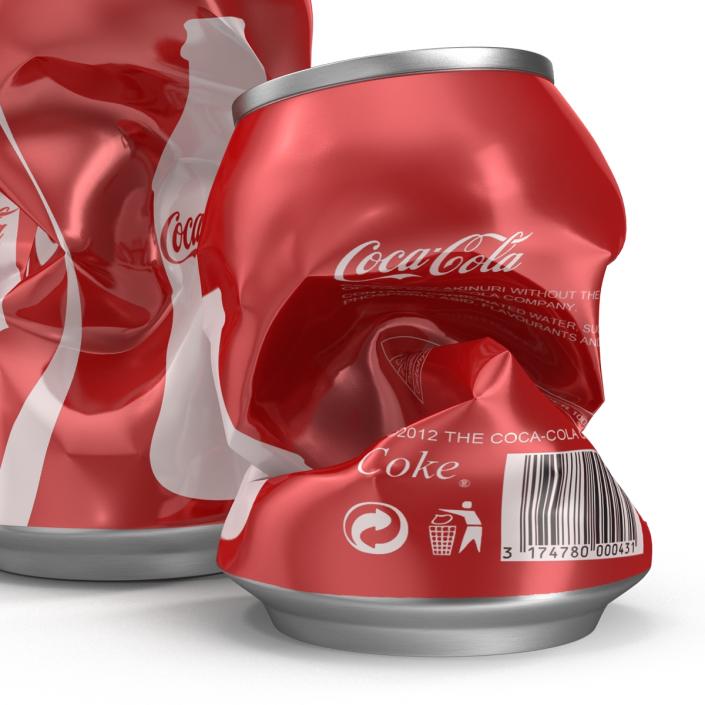 3D Crushed Soda Cans Set Coca Cola