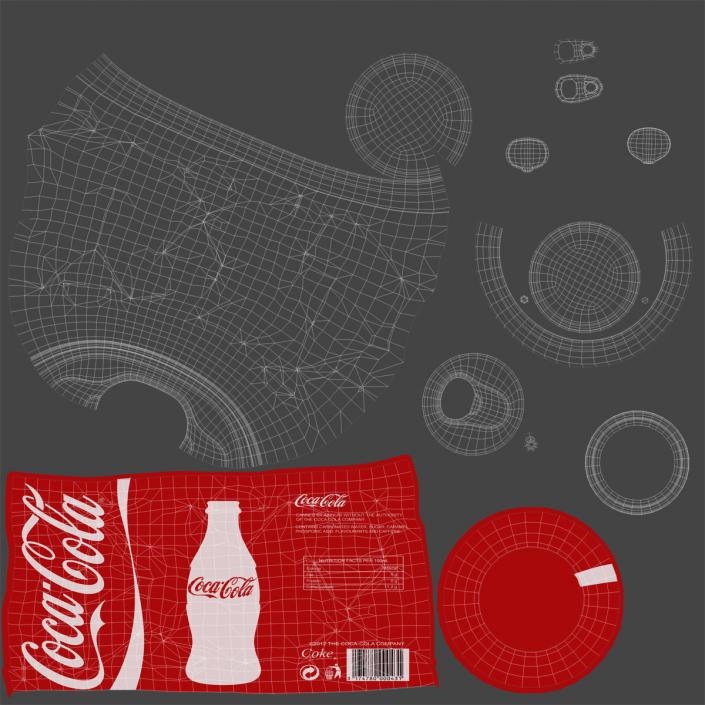 3D Crushed Soda Cans Set Coca Cola