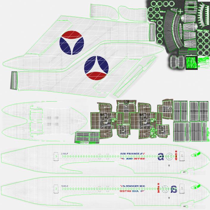 3D Boeing 727-200F Air France Rigged model