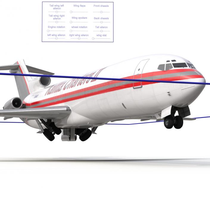 Boeing 727-200F Kalitta Air Rigged 3D model