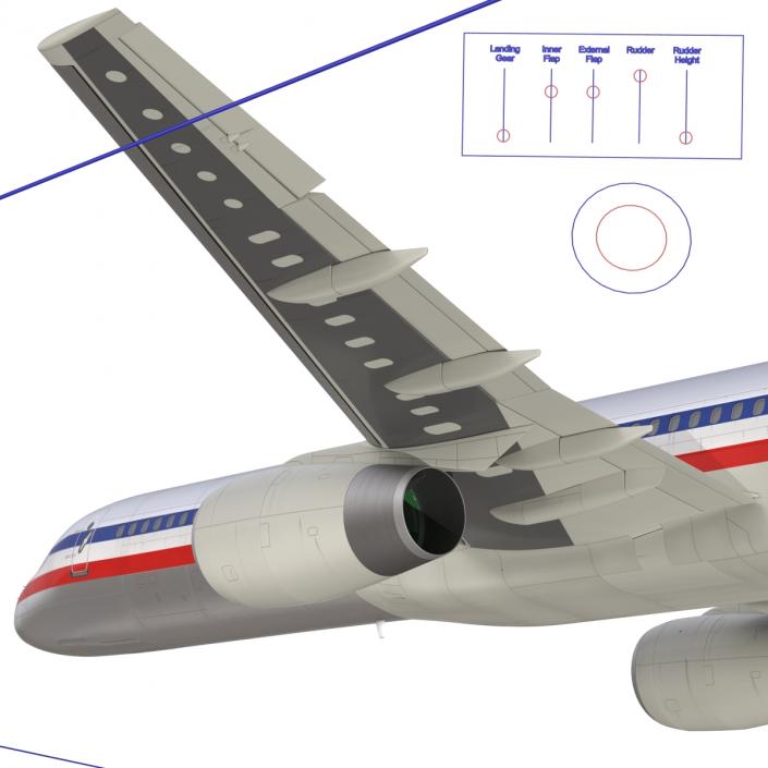 Boeing 757-200 American Airlines Rigged 3D model