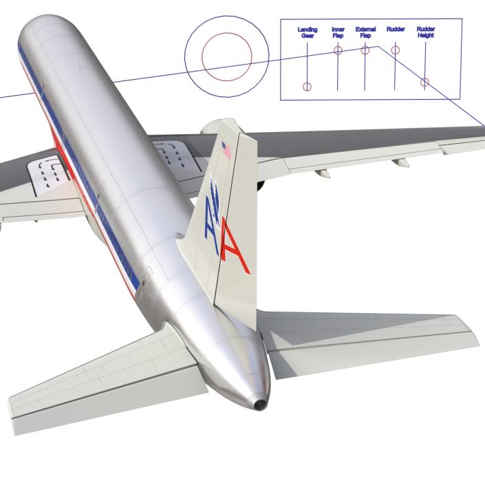 Boeing 757-200 American Airlines Rigged 3D model