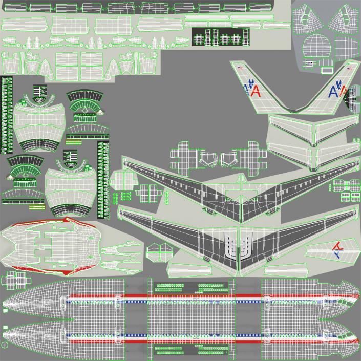 Boeing 757-200 American Airlines Rigged 3D model