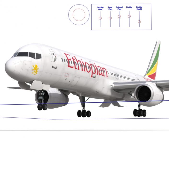 3D model Boeing 757-200 Ethiopian Airlines Rigged