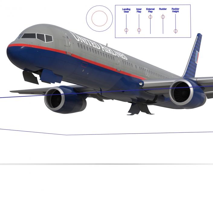 Boeing 757-200 United Airlines Rigged 3D