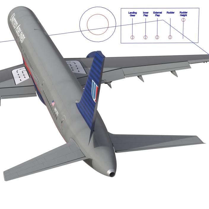 Boeing 757-200 United Airlines Rigged 3D