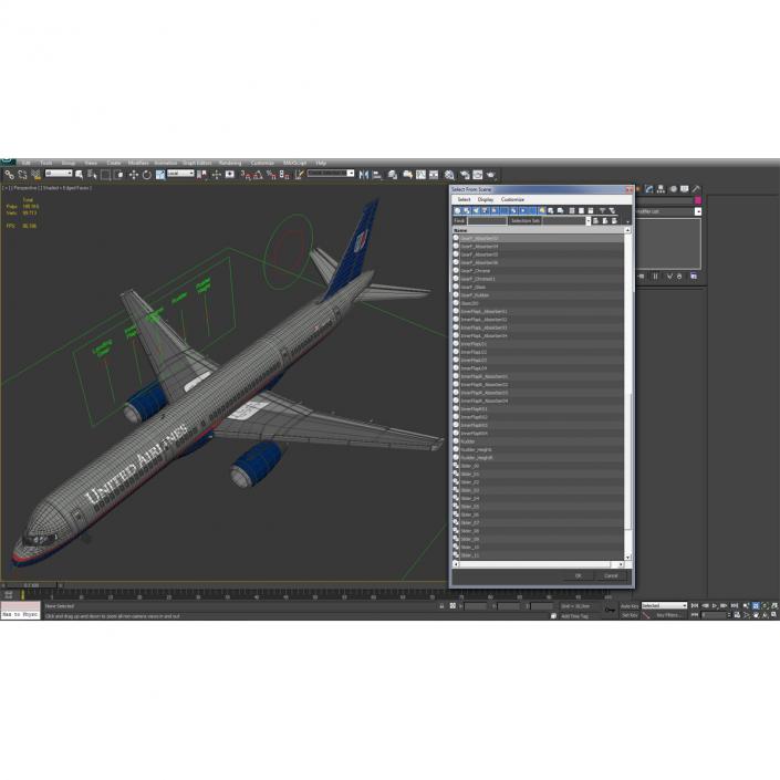 Boeing 757-200 United Airlines Rigged 3D