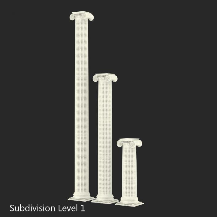 3D Ionic Column Greco Roman Set model