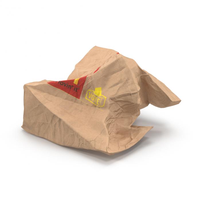 3D model Crumpled Fast Food Paper Bag 2 Mcdonalds