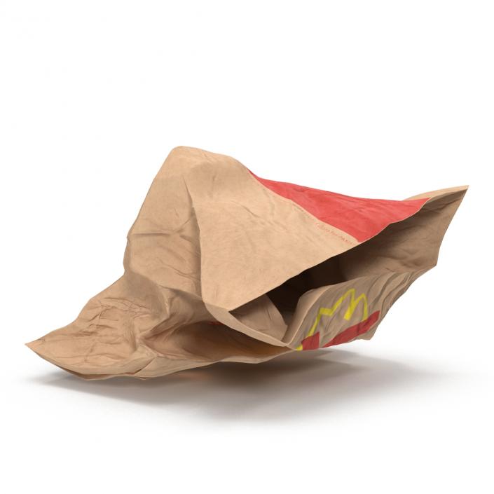 3D model Crumpled Fast Food Paper Bag 2 Mcdonalds