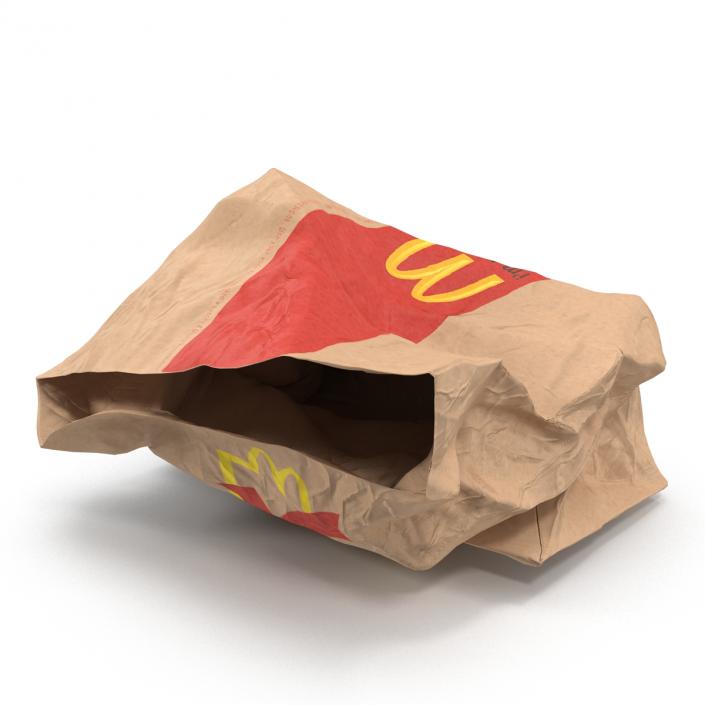 3D model Crumpled Fast Food Paper Bag 2 Mcdonalds