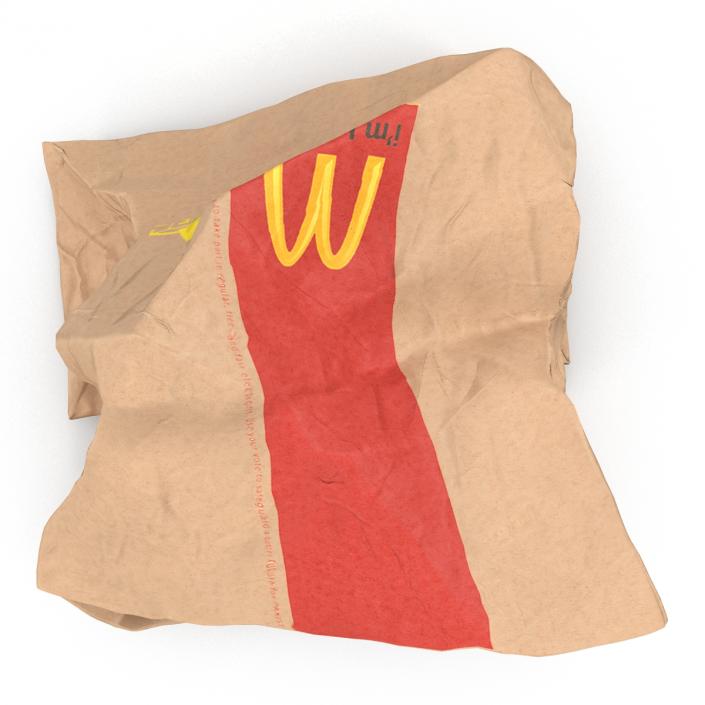 3D model Crumpled Fast Food Paper Bag 2 Mcdonalds