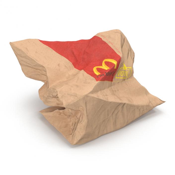 3D model Crumpled Fast Food Paper Bag 2 Mcdonalds