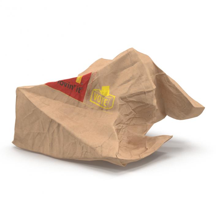 3D model Crumpled Fast Food Paper Bag 2 Mcdonalds