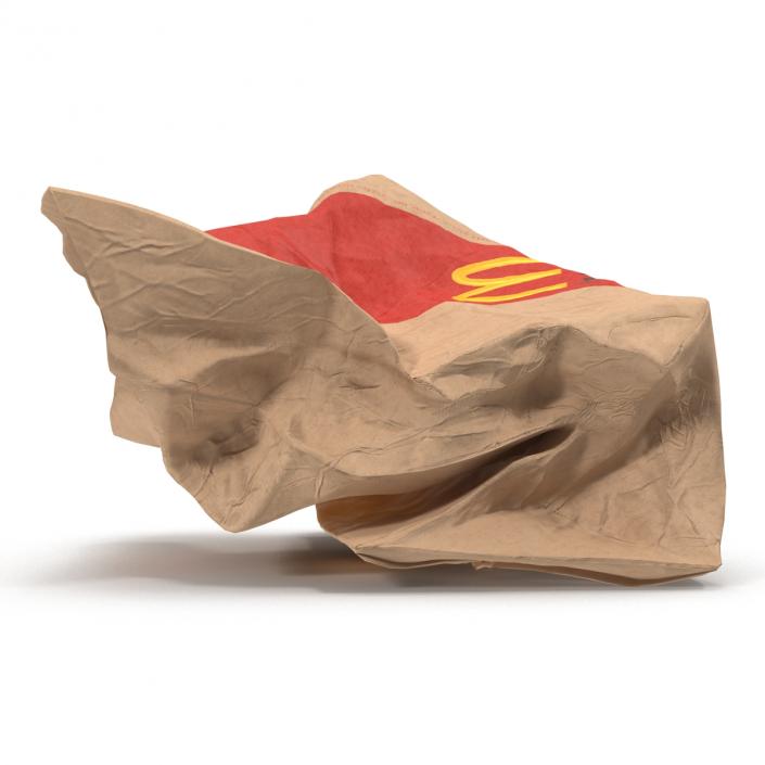 3D model Crumpled Fast Food Paper Bag 2 Mcdonalds