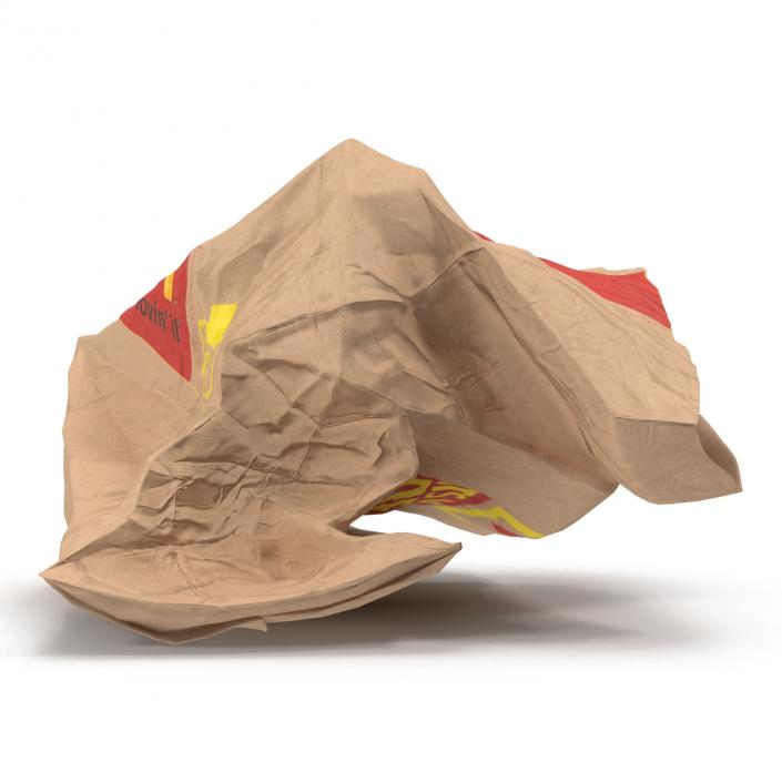 3D model Crumpled Fast Food Paper Bag 2 Mcdonalds