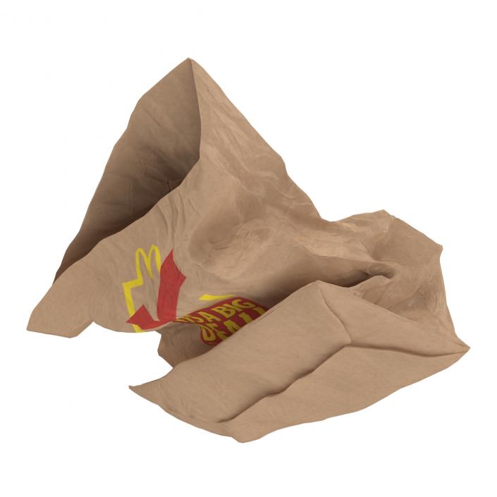 3D model Crumpled Fast Food Paper Bag 2 Mcdonalds