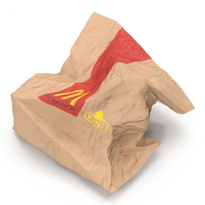 3D model Crumpled Fast Food Paper Bag 2 Mcdonalds