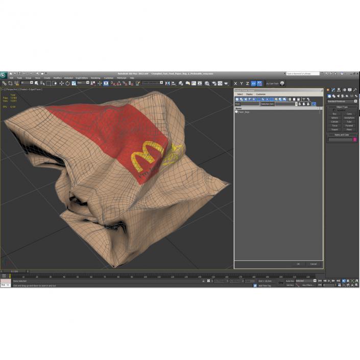 3D model Crumpled Fast Food Paper Bag 2 Mcdonalds