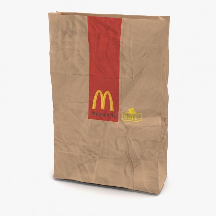 3D Crumpled Fast Food Paper Bag Mcdonalds model