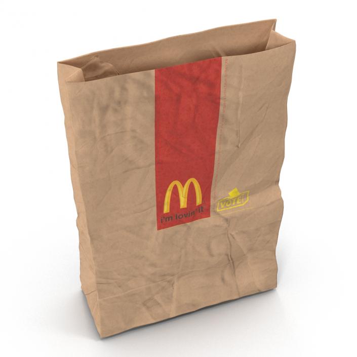 3D Crumpled Fast Food Paper Bag Mcdonalds model