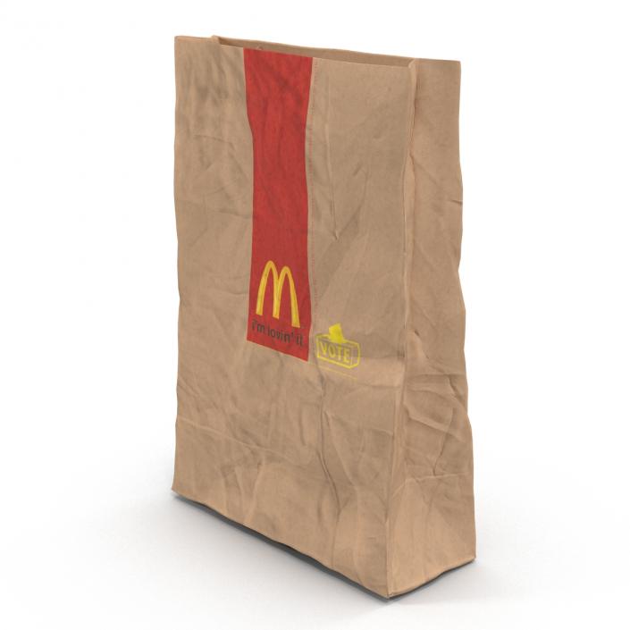 3D Crumpled Fast Food Paper Bag Mcdonalds model