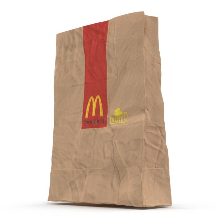 3D Crumpled Fast Food Paper Bag Mcdonalds model