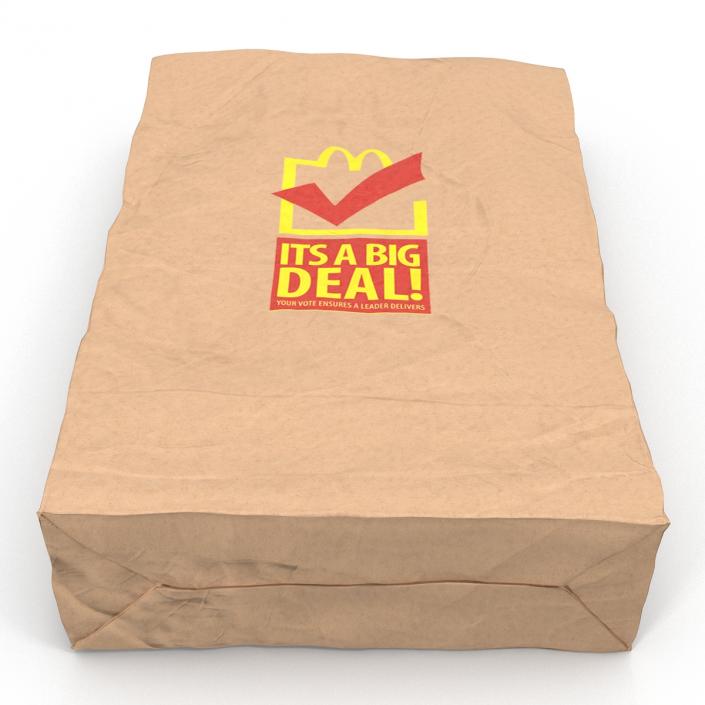 3D Crumpled Fast Food Paper Bag Mcdonalds model