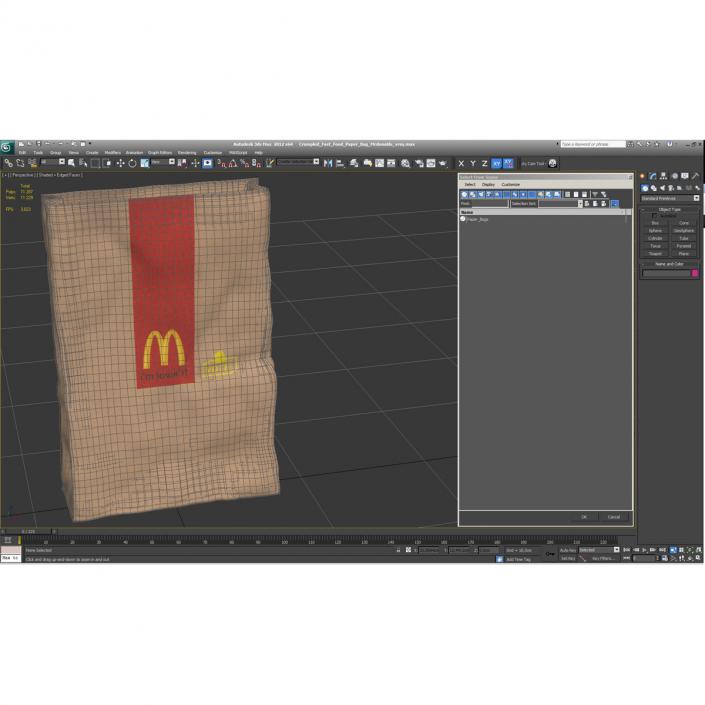 3D Crumpled Fast Food Paper Bag Mcdonalds model